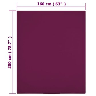 Hoeslakens 2 st jersey 160x200 cm katoen bordeauxrood 4