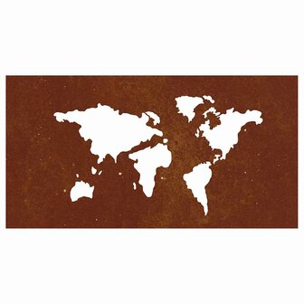 Wanddecoratie tuin wereldkaartontwerp 105x55 cm cortenstaal 5