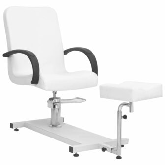 Salonstoel met voetenbankje 127x60x98 cm kunstleer wit 1