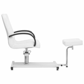 Salonstoel met voetenbankje 127x60x98 cm kunstleer wit 3