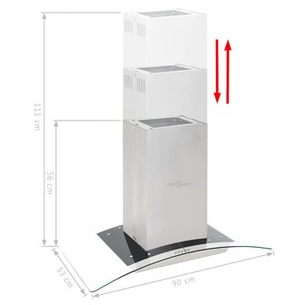 Eilandafzuigkap 756 m&amp;sup3;/u LED 90 cm roestvrij staal 4