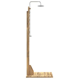Buitendouche 225 cm Massief acaciahout en roestvrij staal Wit 4