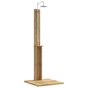Buitendouche 217 cm Massief Acacia Hout en Roestvrijstaal Wit 2