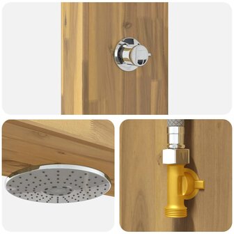 Buitendouche 226 cm Massief acaciahout en roestvrij staal Wit 5
