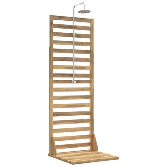 Buitendouche 205,5 cm Massief acaciahout en roestvrij staal Wit 2