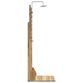 Buitendouche 205,5 cm Massief acaciahout en roestvrij staal Wit 4