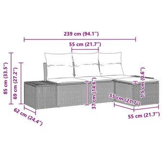 Bankstel 4 st Zwart [Synthetisch]: Poly Rattan 8