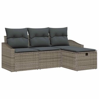 Bankstel 4 st Grijs poly rattan 2