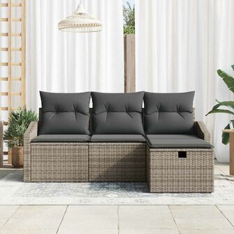 Bankstel 4 st Grijs poly rattan 3