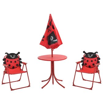 3-delige Bistroset voor kinderen met parasol rood 2