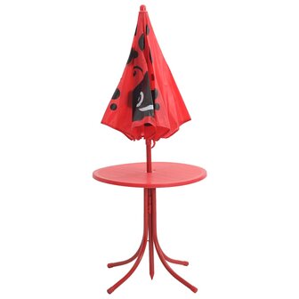 3-delige Bistroset voor kinderen met parasol rood 7