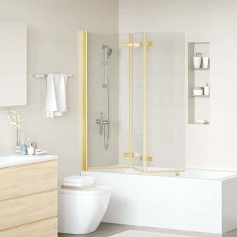 Opvouwbare Douchewand Goud 130 x 138 cm ESG-glas en aluminium 3