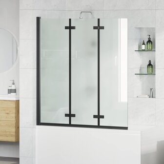 Opvouwbare Douchewand Zwart 130 x 138 cm ESG-glas en aluminium 1