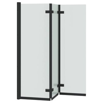 Opvouwbare Douchewand Zwart 130 x 138 cm ESG-glas en aluminium 4