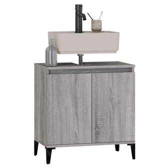 Wastafelkast 58x33x60 cm bewerkt hout grijs sonoma eikenkleurig 4