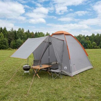 Kamperen tent 2-persoons Grijs en Oranje Polyester en staal 1