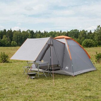 Kamperen tent 4-persoons Grijs en Oranje Polyester en staal 1