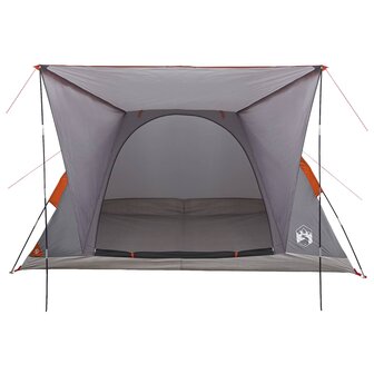 Kamperen tent 4-persoons Grijs en Oranje Polyester en staal 4