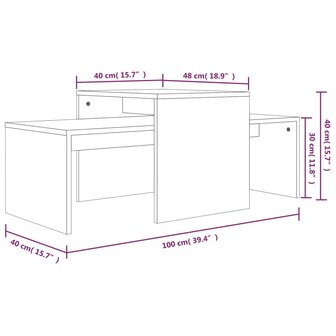 Salontafelset 100x48x40 cm bewerkt hout gerookt eikenkleurig 7