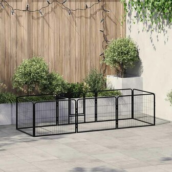 Hondenren met 8 panelen 80x60 cm staal zwart 1