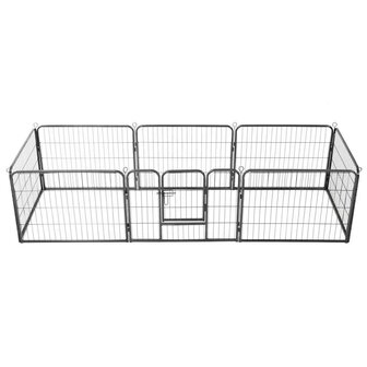 Hondenren met 8 panelen 80x60 cm staal zwart 2