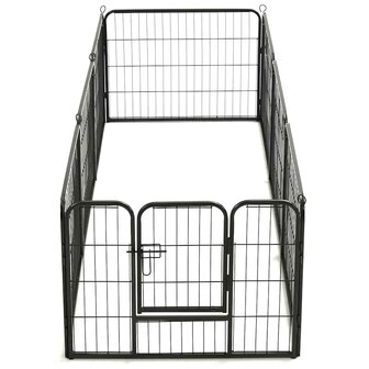 Hondenren met 8 panelen 80x60 cm staal zwart 4