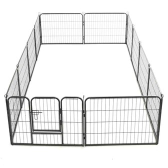 Hondenren met 12 panelen 80x60 cm staal zwart 4