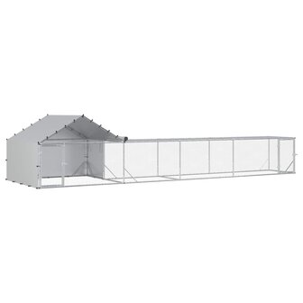 Kippenhok met Dak en Tuin 2 st zilver 7 x 2 x 1,5 m 2