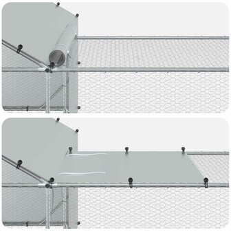 Kippenhok met Dak en Tuin 2 st zilver 7 x 2 x 1,5 m 9