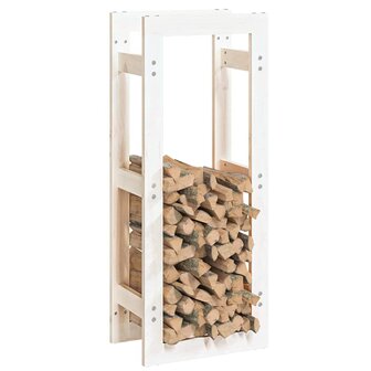 &nbsp;Haardhoutrek 41x25x100 cm massief grenenhout wit 4