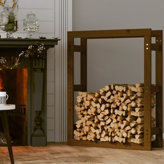Haardhoutrek 80x25x100 cm massief grenenhout honingbruin 3