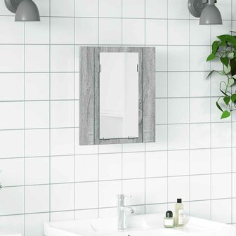 Badkamerspiegelkast LED 40x12x45 cm bewerkt hout grijs sonoma 1