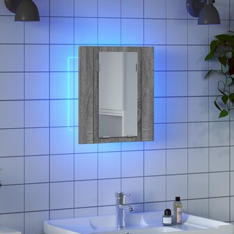 Badkamerspiegelkast LED 40x12x45 cm bewerkt hout grijs sonoma 4