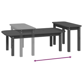 2-delige Salontafelset massief grenenhout grijs 8