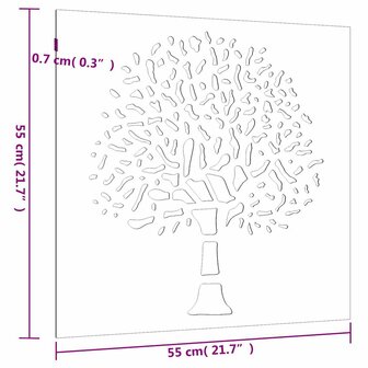 Wanddecoratie tuin boomontwerp 55x55 cm cortenstaal 9