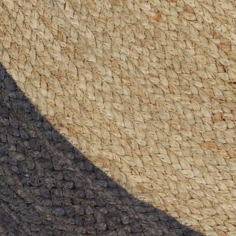 Vloerkleed handgemaakt met donkergrijze rand 90 cm jute 4