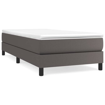 Boxspring bed kunstleer grijs 100x200 cm 2