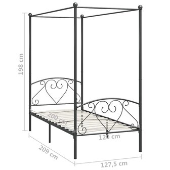 Hemelbedframe metaal grijs 120x200 cm  5