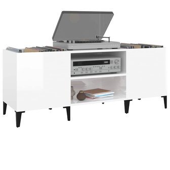 Platenkast 121x38x48 cm bewerkt hout wit 6