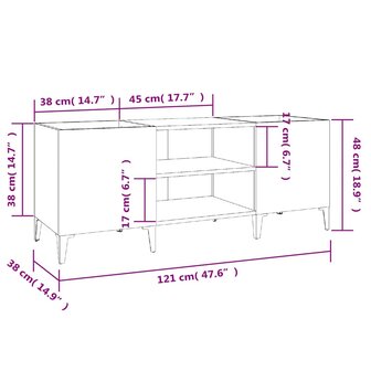 Platenkast 121x38x48 cm bewerkt hout wit 9