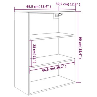 Hangkast 69,5x32,5x90 cm betongrijs 8