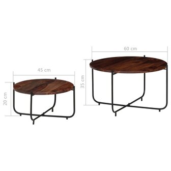 2-delige Salontafelset 60x35 cm massief acaciahout 9