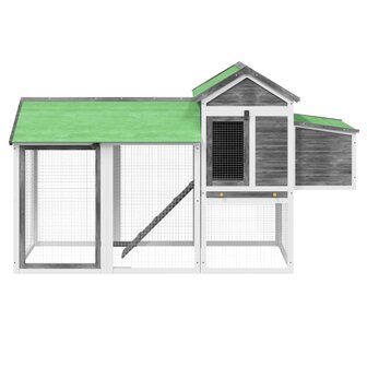 Kippenhok 193x65x117 cm massief grenenhout grijs 3