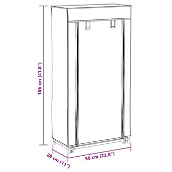 Stoffen schoenenrek met hoes 58 x 28 x 106 cm bruin 9