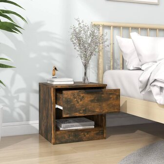 Nachtkastje bewerkt hout gerookt eikenkleurig 3