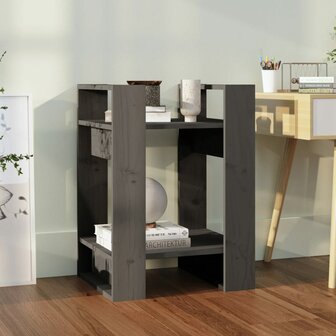 Boekenkast/kamerscherm 41x35x57 cm massief grenenhout grijs 1