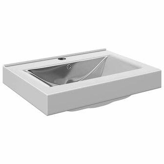 Wastafel met overloop 60x46x16 cm keramiek zilverkleurig 2