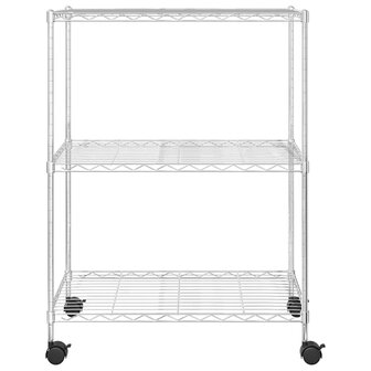 Opbergrek met wielen 3-laags 150 kg 60x35x81 cm chroomkleurig 4