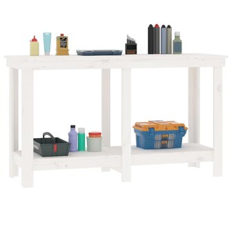 Werkbank 140x50x80 cm massief grenenhout wit 6