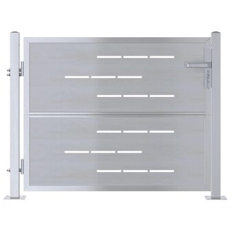 Tuinpoort 85 x 70 cm Roestvrij staal zilver Vergrendelbaar 2